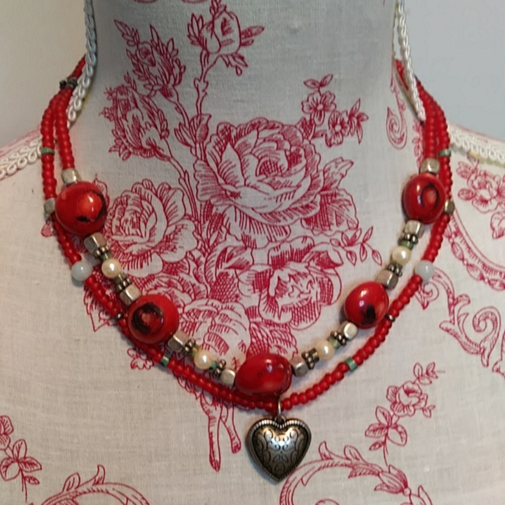 Vintage double strand beaded necklace